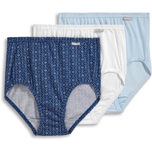 Jockey Women’s Underwear 100% Cotton Elance Brief – 3 Pack(Flower Grid)
