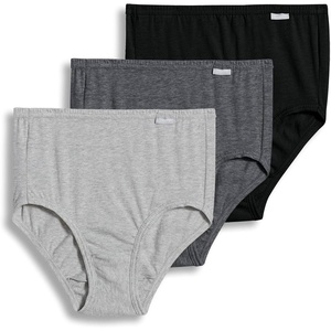 Jockey Women’s Underwear 100% Cotton Elance Brief – 3 Pack(Grey Heather/Charcoal Heather/Black)