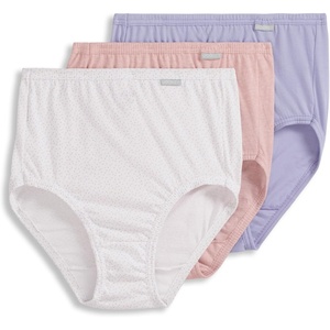 Jockey Women’s Underwear 100% Cotton Elance Brief – 3 Pack(Violet Veil/Coral Mist Heather/Tango Dot)