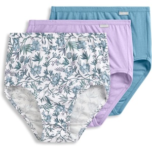 Jockey Women’s Underwear 100% Cotton Elance Brief – 3 Pack(Wyndham Floral)
