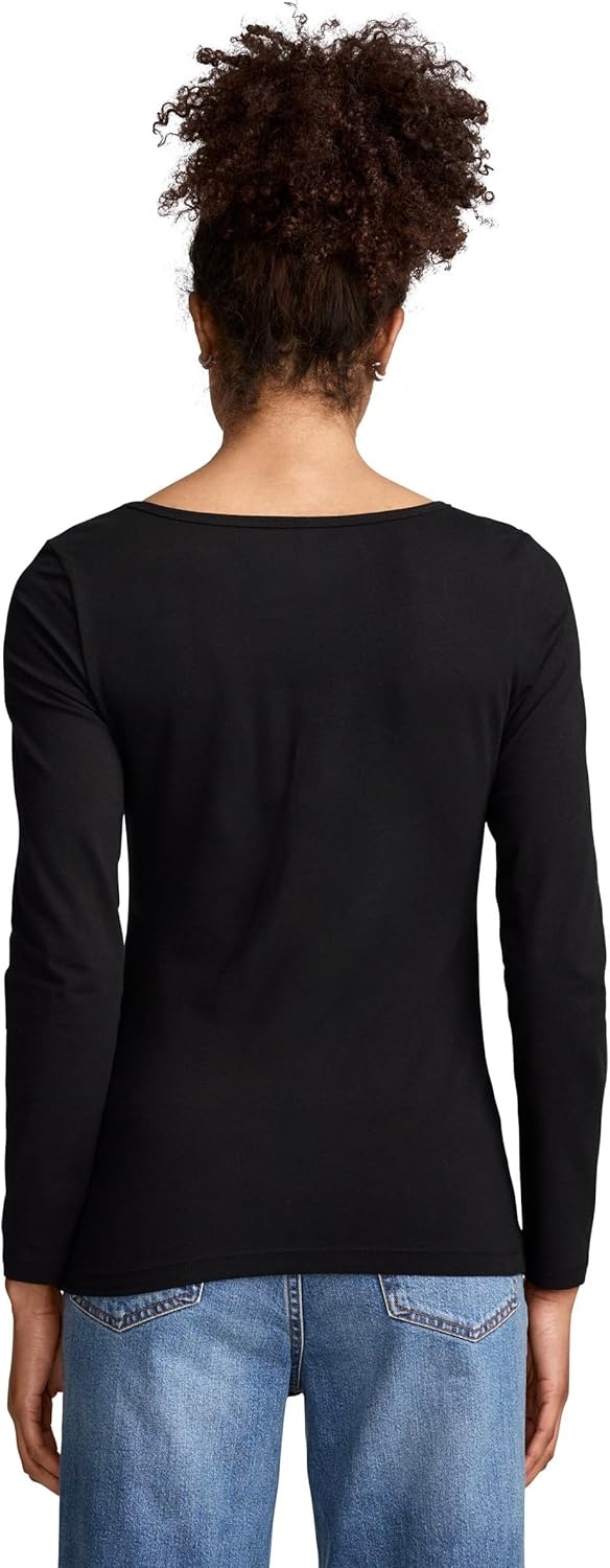 imageJockey Womens Activewear Organic Cotton Stretch Long Sleeve TopBlack