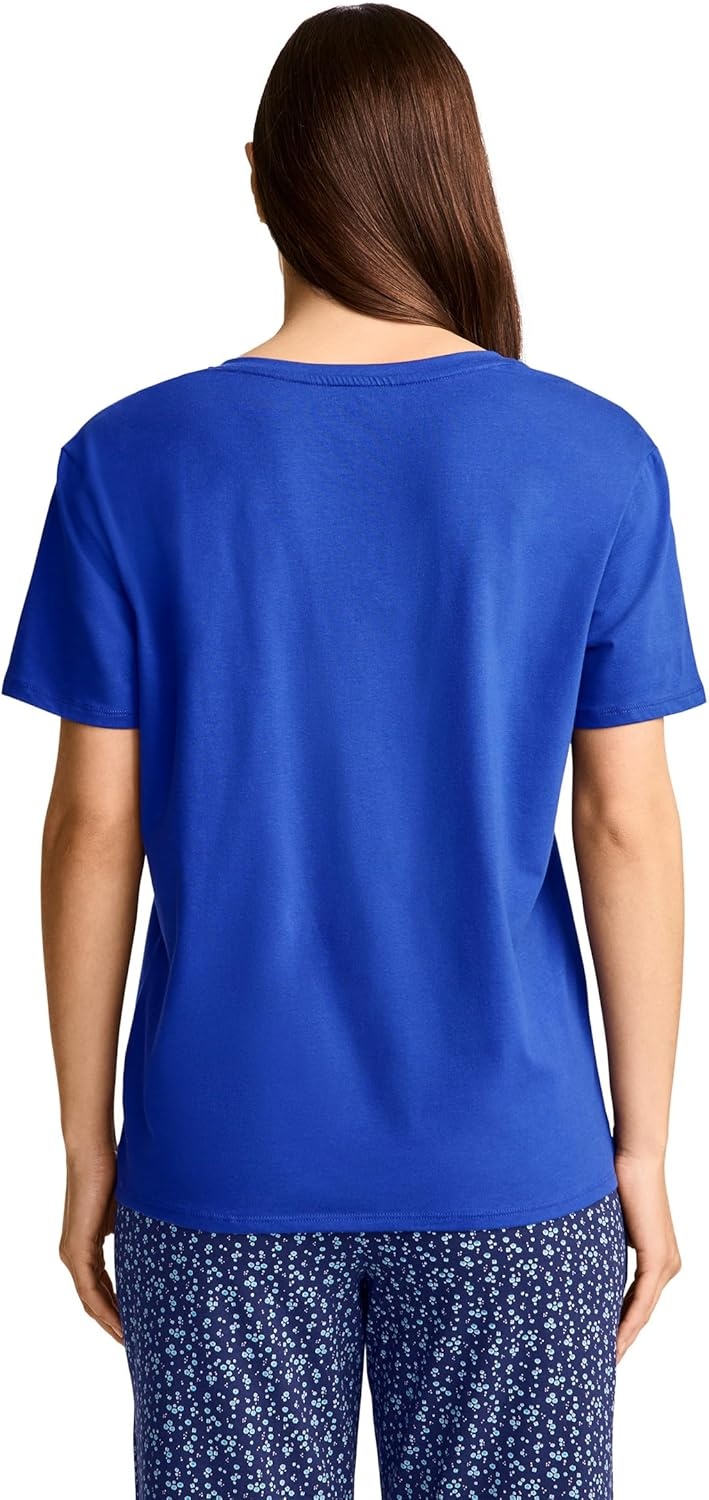 imageJockey Womens Sleepwear Organic Cotton Stretch Short Sleeve VNeck TopIntense Royal