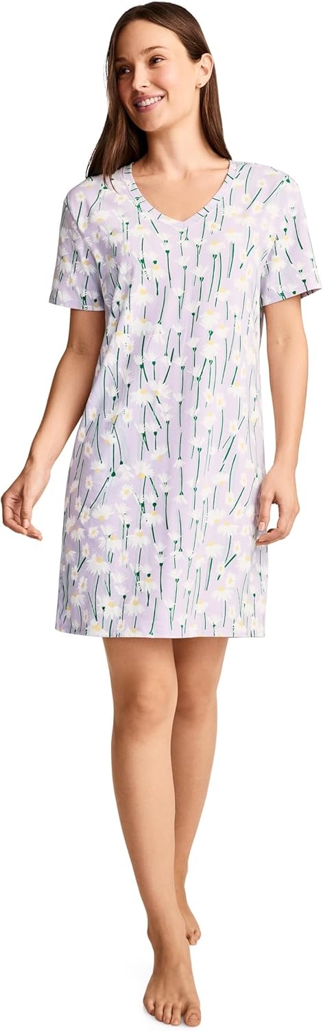 imageJockey Womens Sleepwear Organic Cotton Stretch Sleep ShirtDaisy Strand