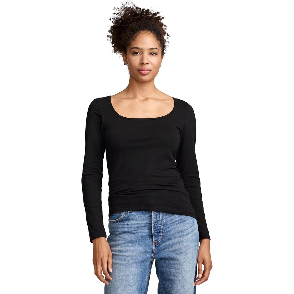 imageJockey Womens Activewear Organic Cotton Stretch Long Sleeve TopBlack