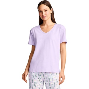 Jockey Women’s Sleepwear Organic Cotton Stretch Short Sleeve V-Neck Top(Dreamy Purple)