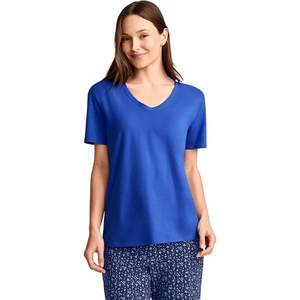 Jockey Women’s Sleepwear Organic Cotton Stretch Short Sleeve V-Neck Top(Intense Royal)