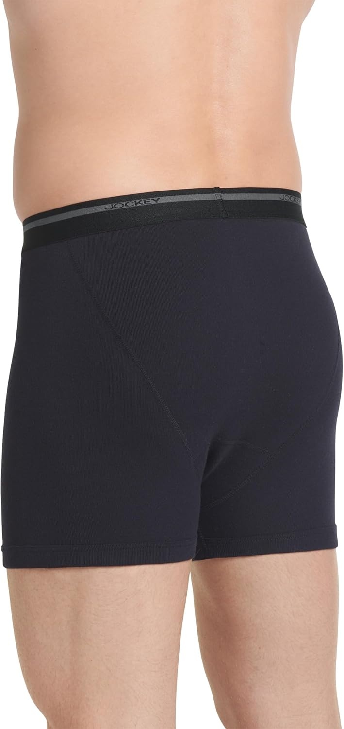 imageJockey Classic 5 Boxer Brief 6 Pack 100 Cotton Underwear for MenBlack