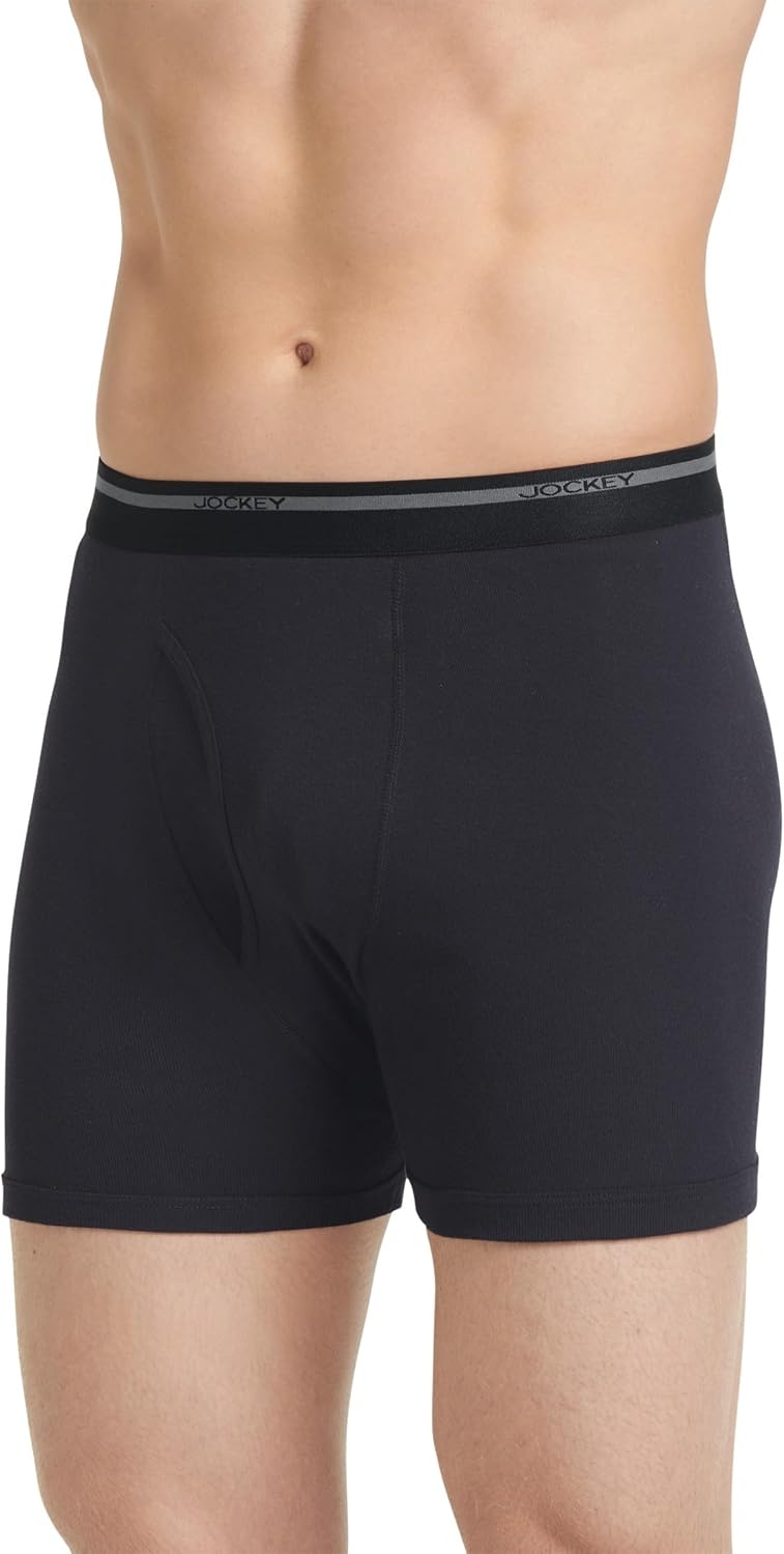 imageJockey Classic 5 Boxer Brief 6 Pack 100 Cotton Underwear for MenBlack