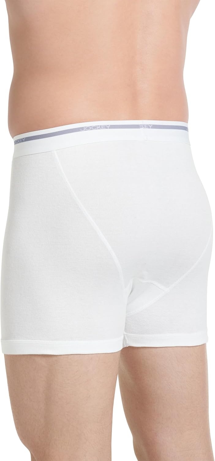 imageJockey Classic 5 Boxer Brief 6 Pack 100 Cotton Underwear for MenWhite