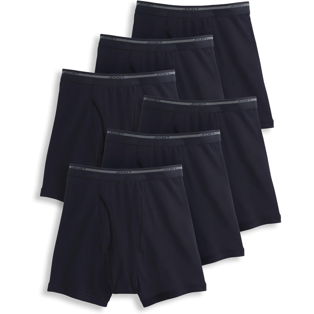 imageJockey Classic 5 Boxer Brief 6 Pack 100 Cotton Underwear for MenBlack