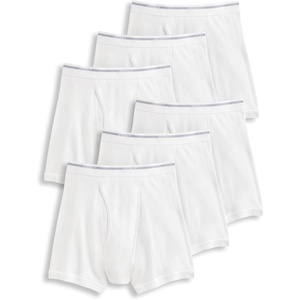 Jockey Classic 5″ Boxer Brief – 6 Pack – 100% Cotton Underwear for Men(White)