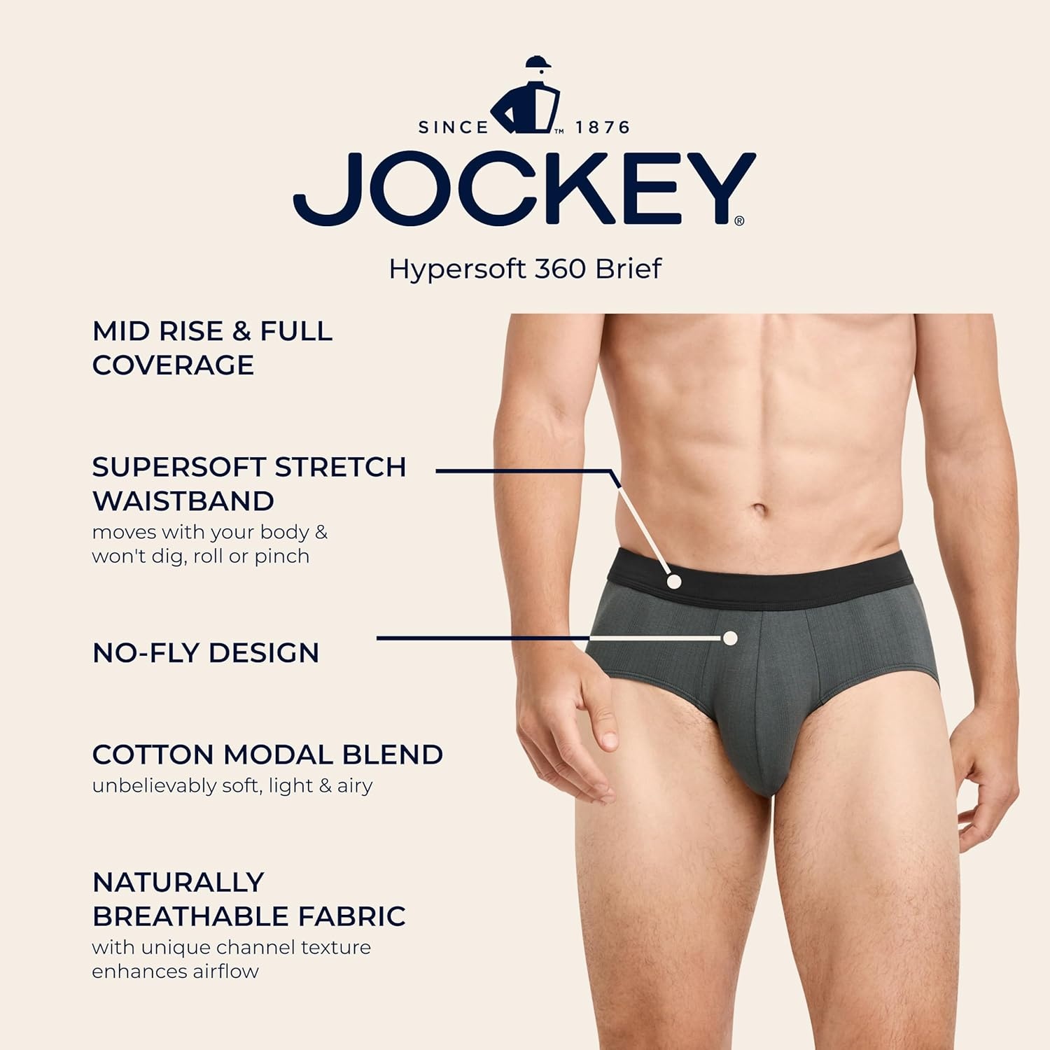 image:imageJockey Mens Underwear Hypersoft 360 Brief 3 PackNocturne Mist