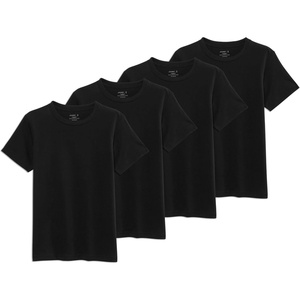 Jockey Boy’s Undershirt Boys’ 100% Cotton Crew Neck T-Shirt – 4 Pack(Black Out)