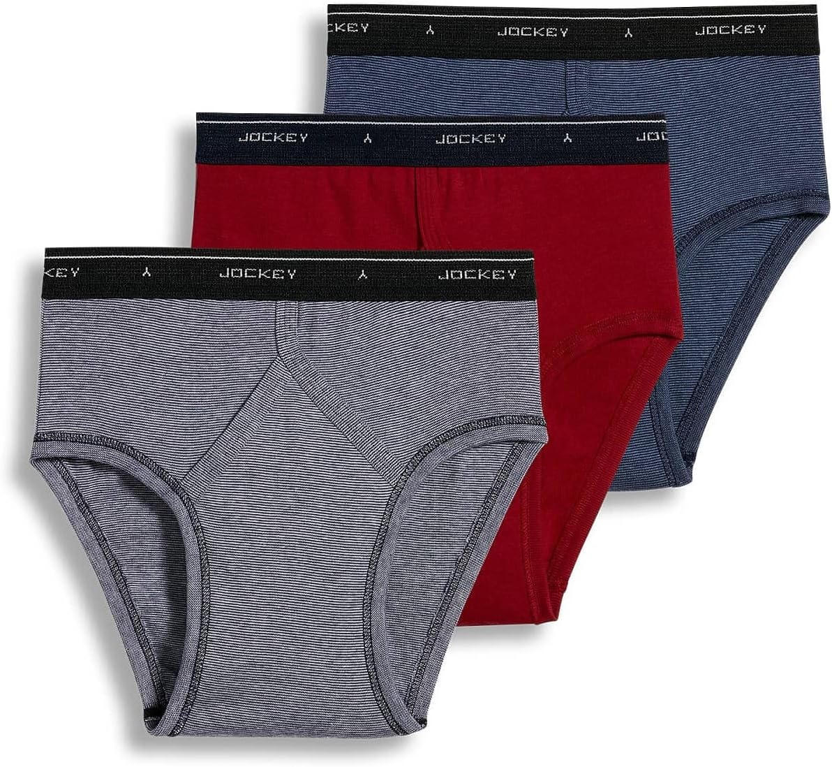 image:imageJockey Classic Low Rise Brief 3 Pack 100 Cotton Underwear for MenBlack StripeRed AppleBlue Stripe