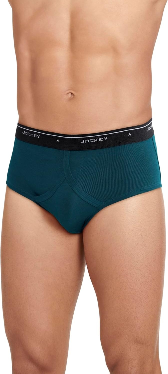 image:imageJockey Classic Low Rise Brief 3 Pack 100 Cotton Underwear for MenNavy HeatherFleeting Chambray StripeDeep Lagoon