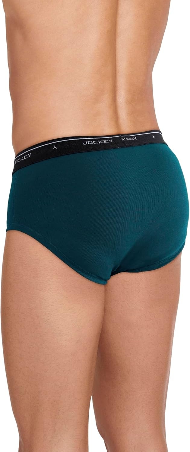 image:imageJockey Classic Low Rise Brief 3 Pack 100 Cotton Underwear for MenNavy HeatherFleeting Chambray StripeDeep Lagoon