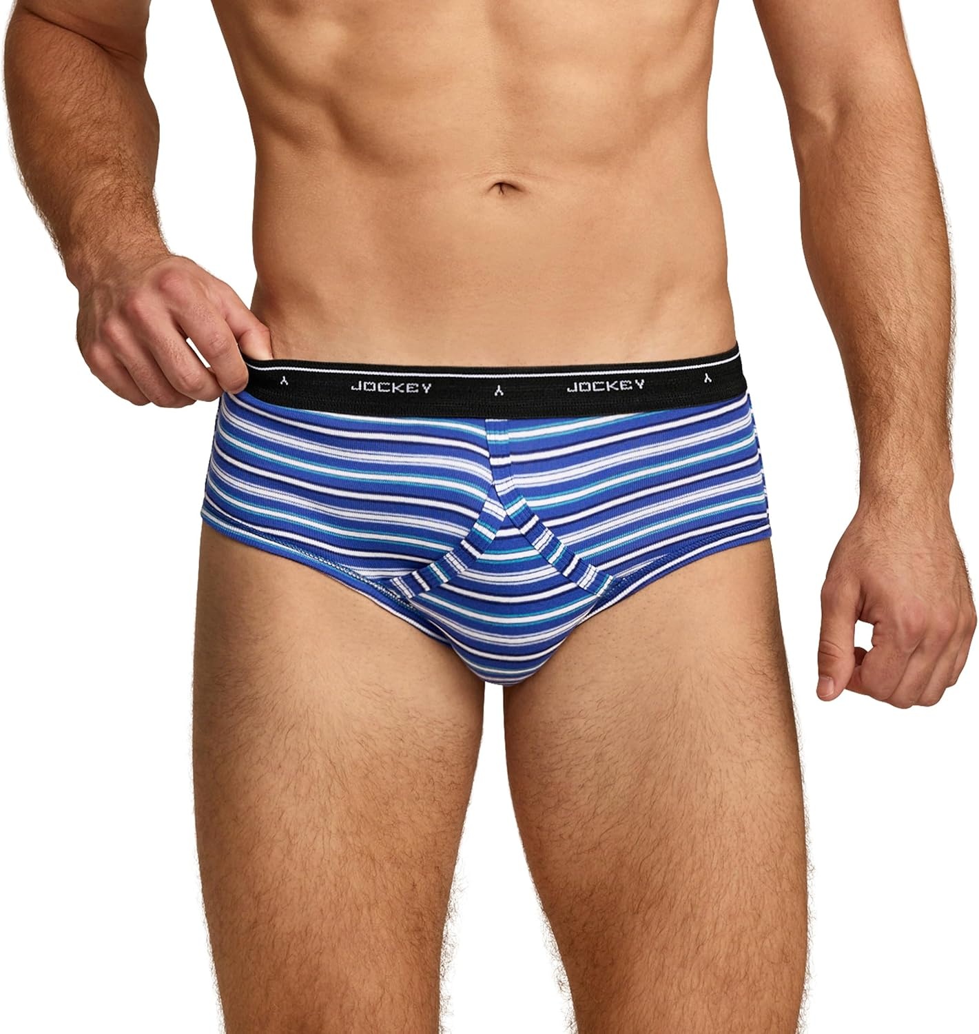 image:imageJockey Classic Low Rise Brief 3 Pack 100 Cotton Underwear for MenSky Stripe