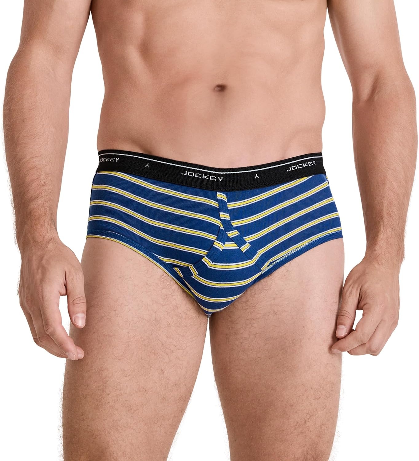 image:imageJockey Classic Low Rise Brief 3 Pack 100 Cotton Underwear for MenTrue BlueOne Fine Marina StripeSolid Grey