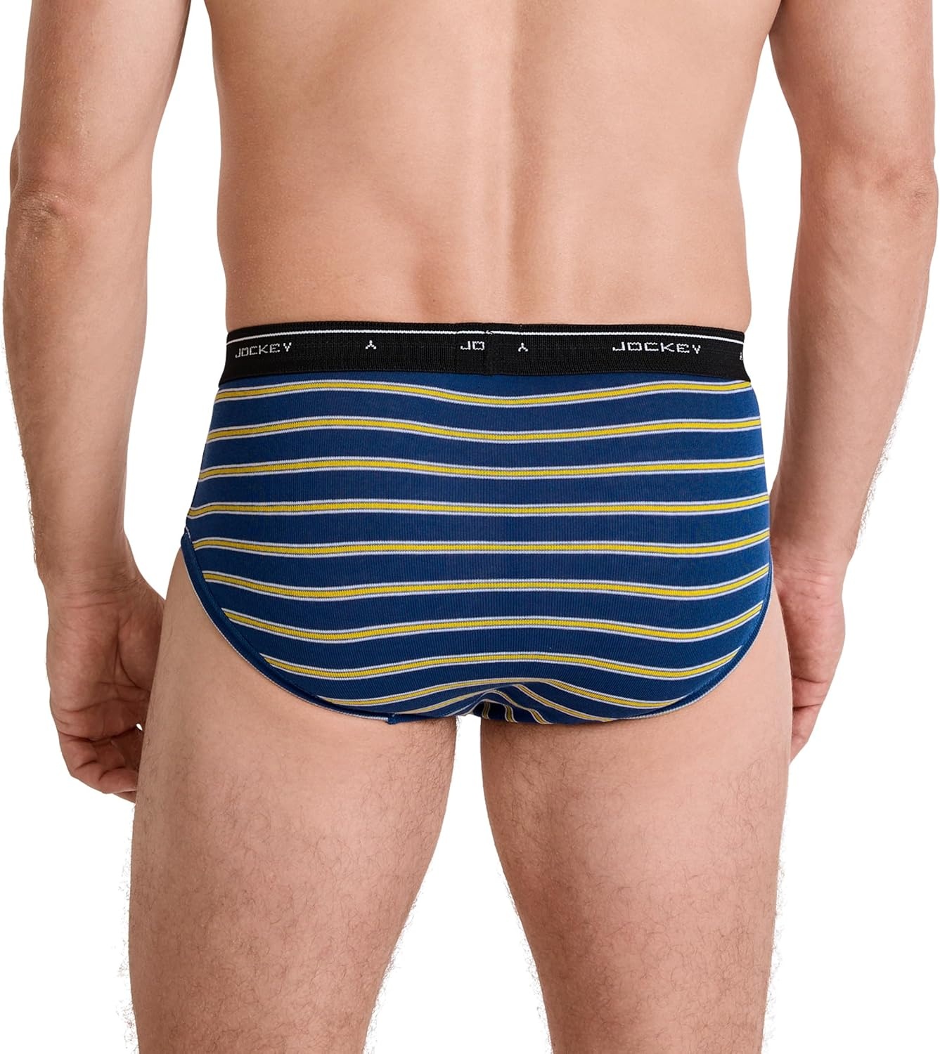 image:imageJockey Classic Low Rise Brief 3 Pack 100 Cotton Underwear for MenTrue BlueOne Fine Marina StripeSolid Grey