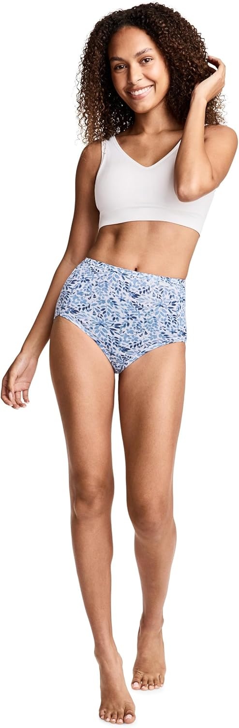image:imageJockey Womens Underwear Plus Size 100 Cotton Elance Brief 6 PackLeaf Burst