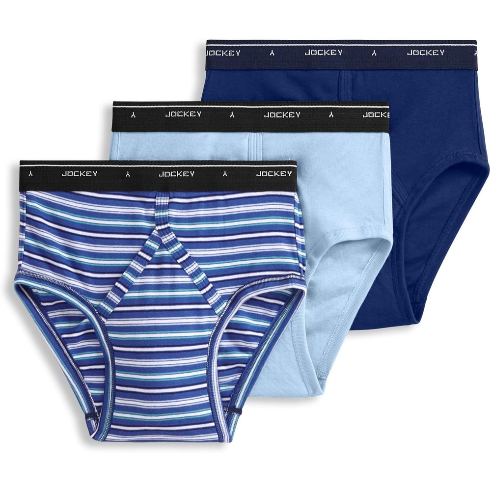 image:imageJockey Classic Low Rise Brief 3 Pack 100 Cotton Underwear for MenSky Stripe