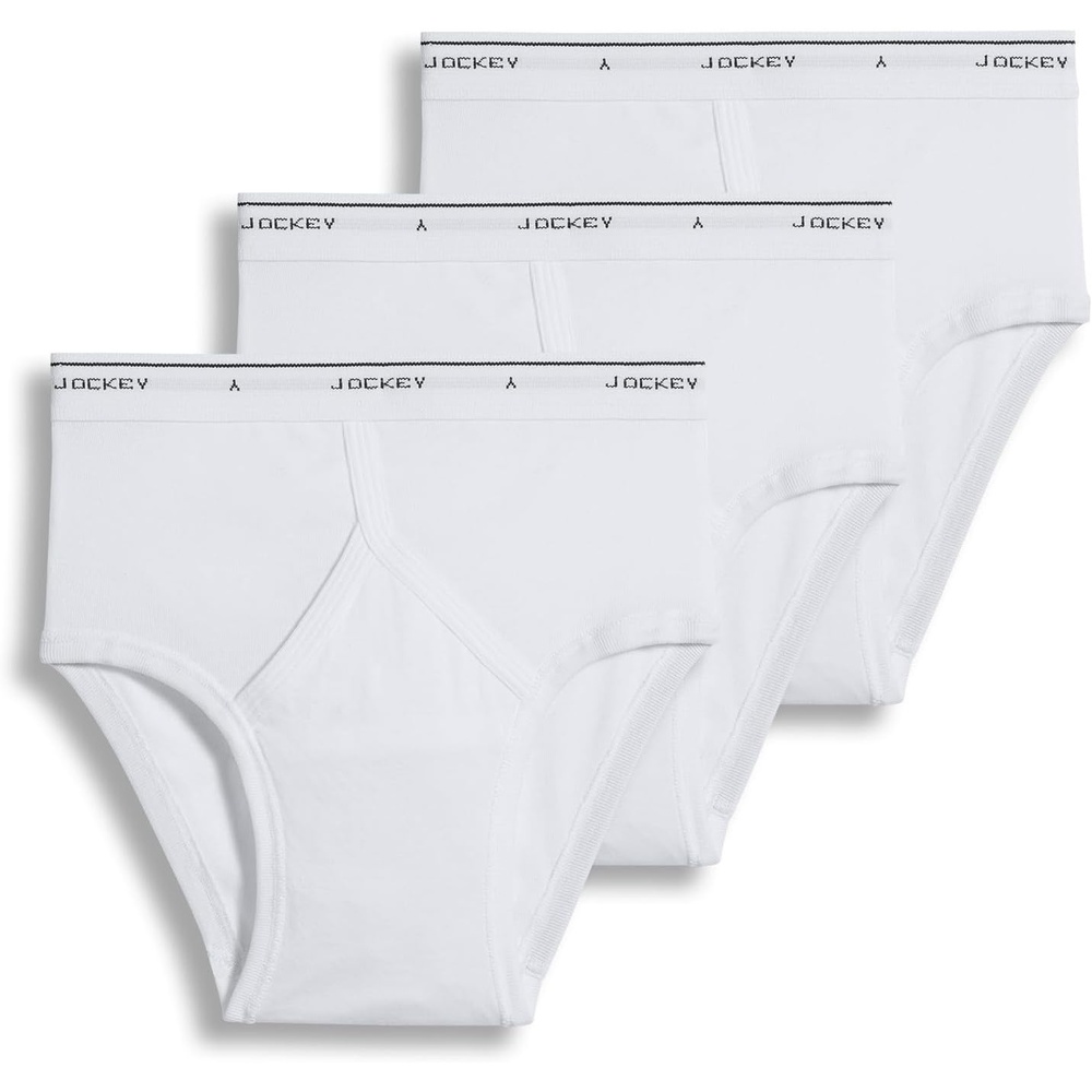 image:imageJockey Classic Low Rise Brief 3 Pack 100 Cotton Underwear for MenWhite