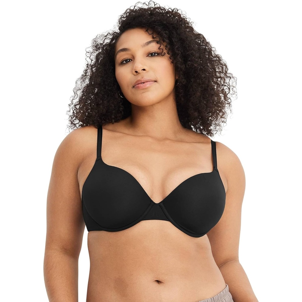 image:imageJockey Womens Bra Smooth amp Sleek Microfiber Demi Coverage Underwire TShirt BraBlack
