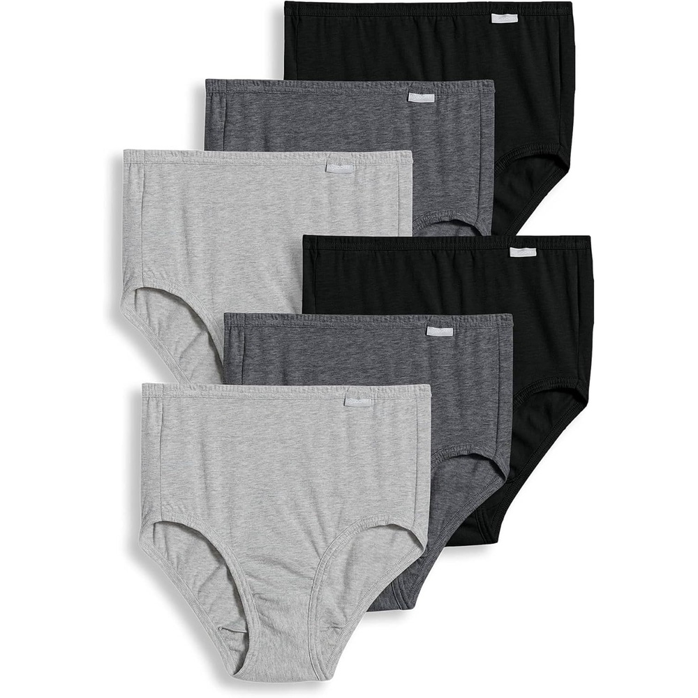 image:imageJockey Womens Underwear Plus Size 100 Cotton Elance Brief 6 PackGrey HeatherCharcoal HeatherBlack
