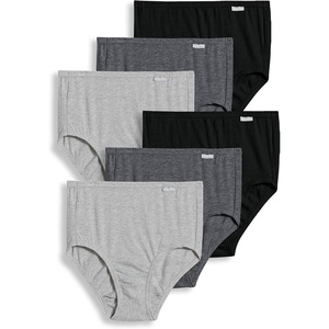 Jockey Women’s Underwear Plus Size 100% Cotton Elance Brief – 6 Pack(Grey Heather/Charcoal Heather/Black)