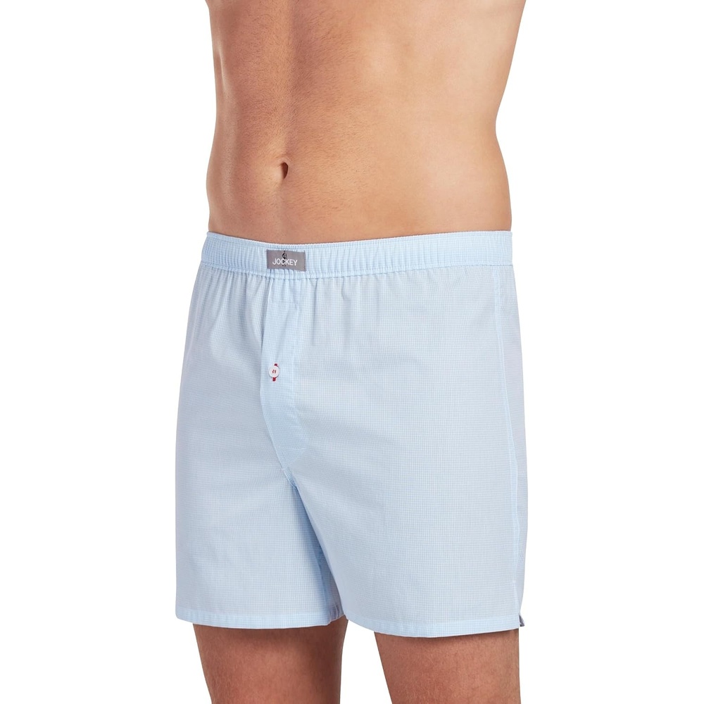 image:imageJockey Mens Underwear 100 Cotton Woven 5 BoxerLight Blue New Herring