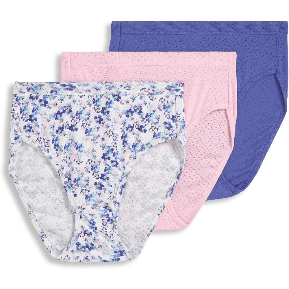 image:imageJockey Womens Underwear 100 Cotton Elance Breathe French Cut  3 PackFuture DuskHarmonious FloralPink Opal