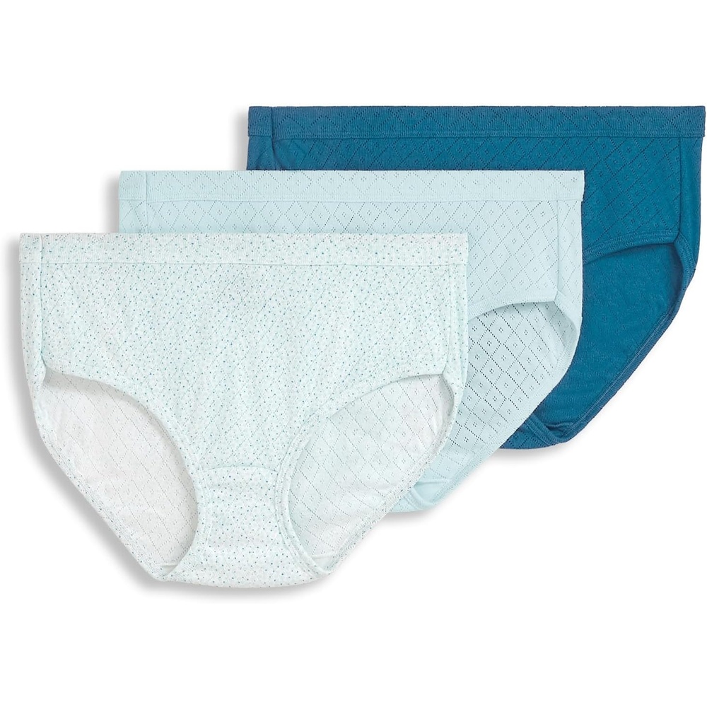 image:imageJockey Womens Underwear 100 Cotton Elance Breathe Hipster  3 PackReally TealBlue Melody DotEcho Blue