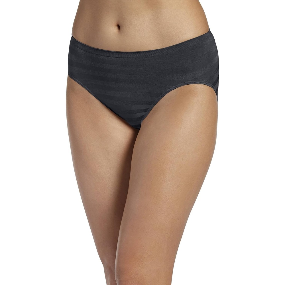 image:imageJockey Womens Underwear Matte amp Shine Seamfree Hi CutBlack Out