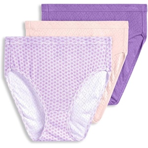 Jockey Women’s Underwear 100% Cotton Elance Breathe French Cut – 3 Pack(Coral Mist/Pier Geo/Purple Amethyst)