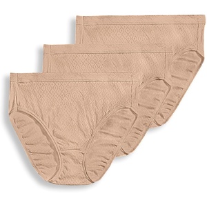 Jockey Women’s Underwear 100% Cotton Elance Breathe French Cut – 3 Pack(Light)