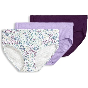 Jockey Women’s Underwear 100% Cotton Elance Breathe Hipster – 3 Pack(Deep Plum/Eden Lavender Floral/Digital Lavender)