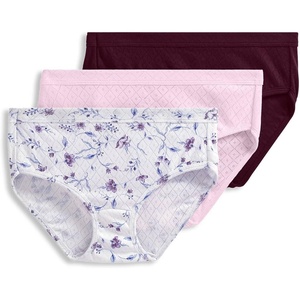 Jockey Women’s Underwear 100% Cotton Elance Breathe Hipster – 3 Pack(Pink Pearl/Medieval Floral/Deep Sangria)