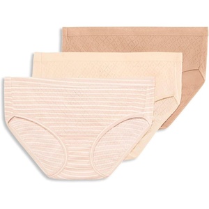 Jockey Women’s Underwear 100% Cotton Elance Breathe Hipster – 3 Pack(Whisper Stripe/Sheer Peach/Light)