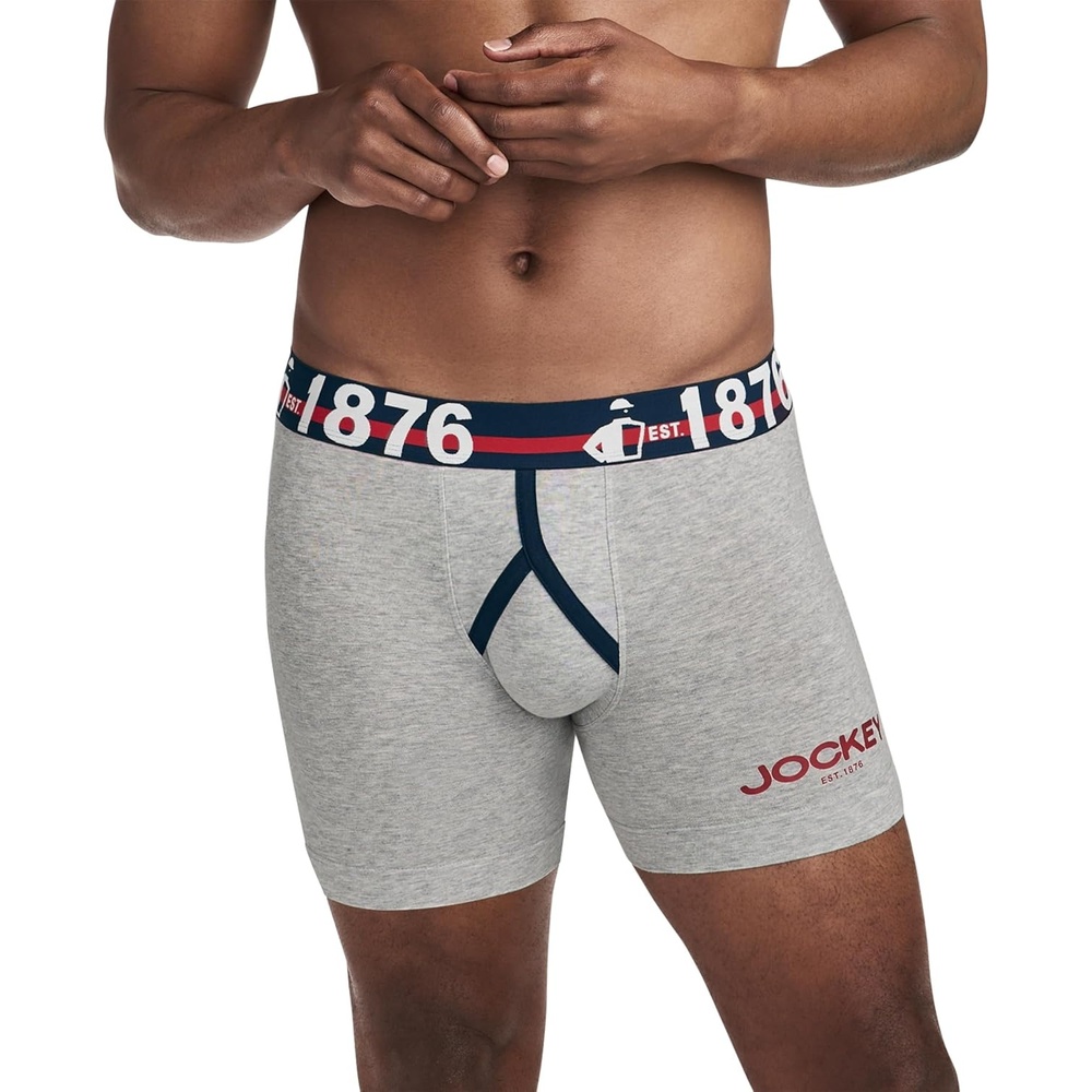 image:imageJockey Mens Underwear 1876 Collection Cotton Stretch 55 Boxer Brief1876 Grey