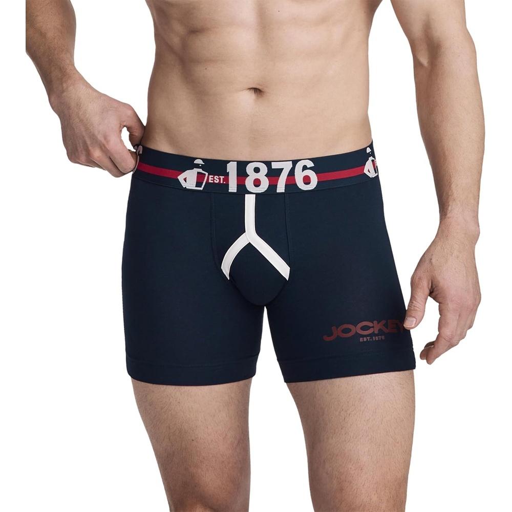image:imageJockey Mens Underwear 1876 Collection Cotton Stretch 55 Boxer Brief1876 Navy Blue