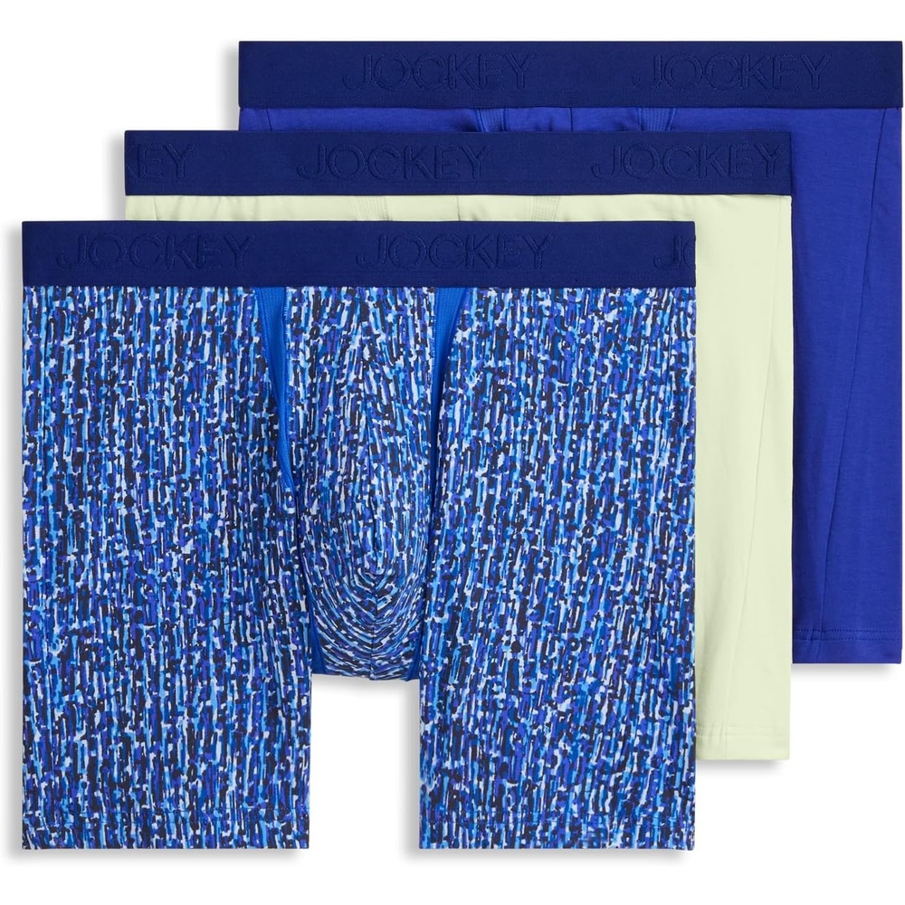 image:imageJockey Mens Underwear Chafe Proof Pouch Cotton Stretch 6 Boxer Brief  3 PackMarker Stripe