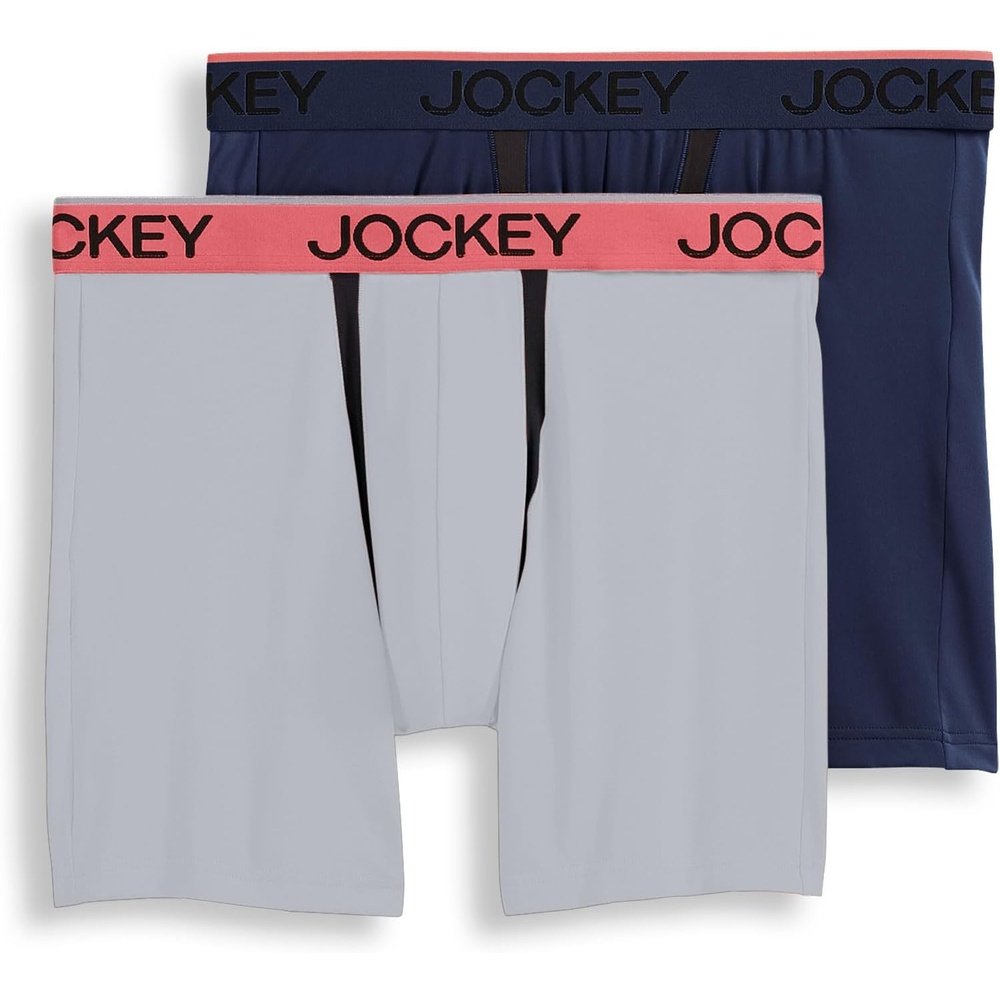 image:imageJockey Mens Underwear Chafe Proof Pouch Microfiber 6 Boxer BriefPlatinumNavy