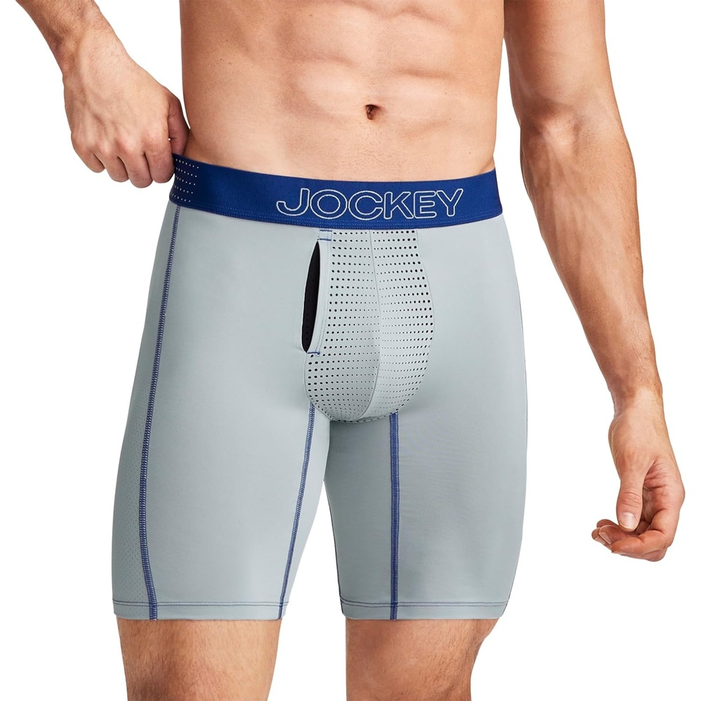 image:imageJockey Mens Underwear EverActive VentraCool Air 75 Long Leg Boxer BriefGrey Majestic