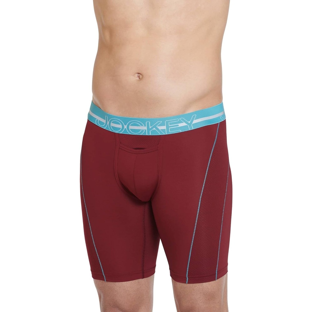 image:imageJockey Sport Mens Underwear Silver Microfiber 9 Long Leg Boxer BriefBerry Bloom