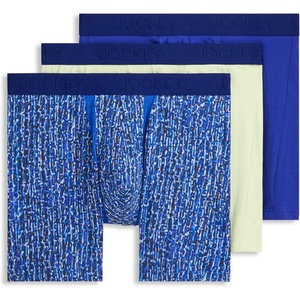 Jockey Men’s Underwear Chafe Proof Pouch Cotton Stretch 6″ Boxer Brief – 3 Pack(Marker Stripe)