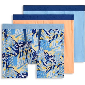 Jockey Men’s Underwear Chafe Proof Pouch Cotton Stretch 6″ Boxer Brief – 3 Pack(Tropic Breeze)