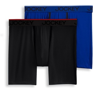 Jockey Men’s Underwear Chafe Proof Pouch Microfiber 6″ Boxer Brief(Blue Jay/Black Out)