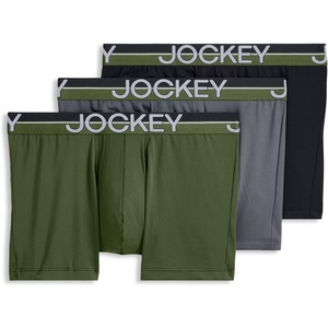 Jockey Men’s Underwear Infinite Cool Microfiber Stretch 3.5″ Trunk – 3 Pack(Black Moss)