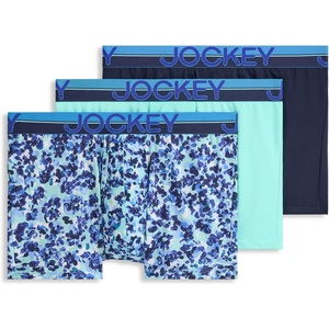 Jockey Men’s Underwear Infinite Cool Microfiber Stretch 3.5″ Trunk – 3 Pack(Iced Petals)