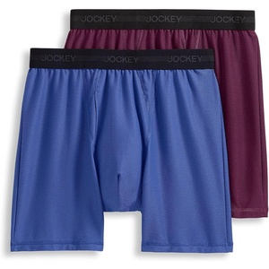 Jockey Men’s Underwear Ultimate Freedom 8″ Long Leg Boxer Brief – 2 Pack(Nordic Blue/Grape Wine)